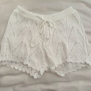 white crochet short shorts